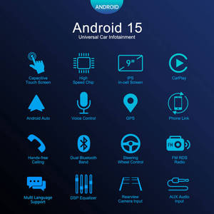 Topnavi IPS pantalla táctil 9 pulgadas Universal Autoradio coche estéreo DVR reproductor Android 15 <span class=keywords><strong>Radio</strong></span> de coche con perilla pequeña