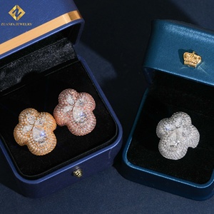 Wholesale Factory Price Flower Moissanite Cocktail <b>Ring</b> Pave <b>Set</b> S925 <b>Sterling</b> <b>Silver</b> Women's Cross Wedding Pear Cut <b>Ring</b> - Product Image 5