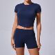 Ensemble de yoga à manches courtes et shorts courts brossés serrés, combinaison de fitness à séchage rapide, ensemble d'exercices de course en plein air d'hiver pour femmes