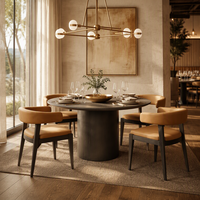 Table à manger ronde moderne personnalisable Sigma 2026 avec base en forme de tambour pour la salle à manger à domicile et les meubles de restaurant