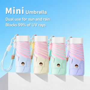 Mini parapluie de poche manuel, ouverture facile, diamètre 88 cm, 252 g, léger, protection anti-UV, personnalisable, pliable en 5 sections, cadeaux d'affaires pour adultes, avec logo - Product Image 1