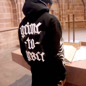 เสื้อฮู้ดดี้ซิปแบบโอเวอร์ไซส์ทรงบ็อกซี่ ผ้าฝ้าย 100% หนานุ่ม พิมพ์ลายพัฟพร้อมปักโลโก้ตามสั่งสำหรับผู้ชาย - Product Image 1