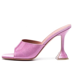 Sandales à talons chaton personnalisées pour femmes, à bout ouvert, colorées et brillantes, pour l'été, style stiletto - Product Image 4