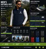 Gilet de golf pour homme en tissu polaire polyester imperméable, noir, avec fermeture éclair et col montant, style softshell, vente en gros