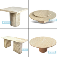 Meubles de luxe multi-styles personnalisés en usine table de salle à manger ronde en travertin naturel pour restaurants