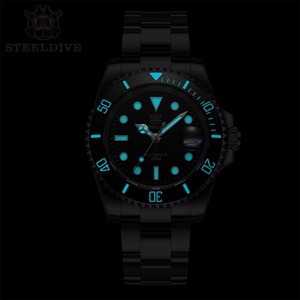 Montre automatique SD1953 avec cadran noir, lunette en céramique verte, NH35, étanche à 300 m, verre saphir, montres de plongée pour hommes - Product Image 2