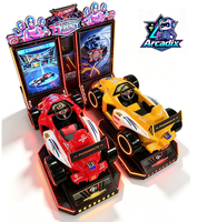 Arcadix Machine de jeu d'arcade de course à monnayeur 2 joueurs Super Burn Racing Simulator Jeu de conduite en métal pour centre de jeux