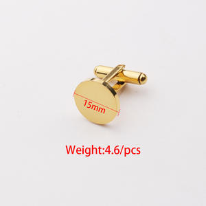 Boutons de manchette de costume de luxe, personnalité géométrique, en acier inoxydable, or, argent, or rose, noir, forme ronde - Product Image 6