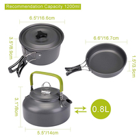 Populaire 2-3 personnes camp cuisine ensemble d'ustensiles de cuisine voyage autres accessoires de randonnée en plein air camping casseroles volantes ensemble