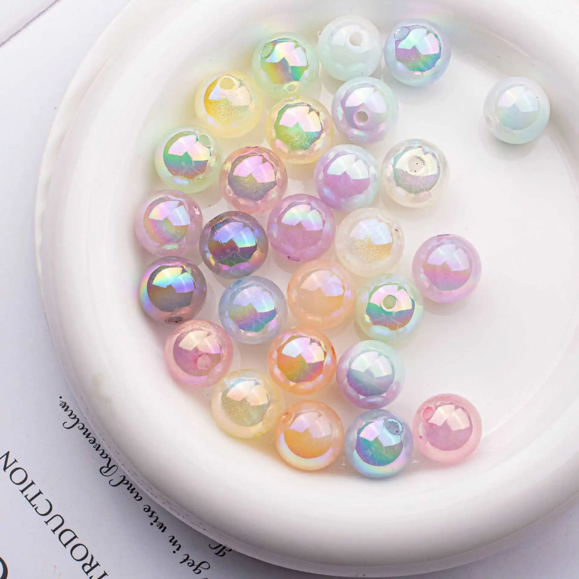 Gelang manik akrilik bulat UV Bubblegum 16mm manik plastik longgar Micangas warna campur untuk membuat perhiasan