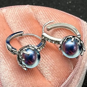 Boucles d'oreilles pendantes en perles de Tahiti, argent 925, perle de culture ronde, sertissage clos, classiques pour femme, usage quotidien, multicolores - Product Image 5