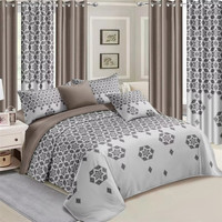 Collection de literie de luxe en gros, design 6 pièces, ensemble de draps, housse de couette et rideaux assortis