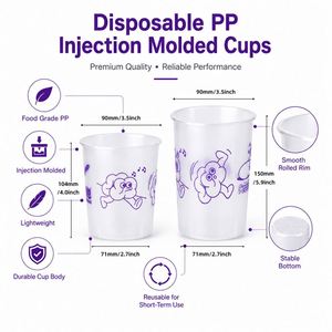 Gobelet jetable en plastique PP empilable de 90 mm pour café à emporter, personnalisable avec impression numérique, multi-usages - Product Image 3
