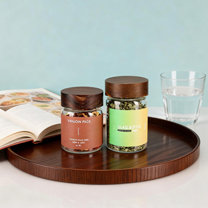 Barattolo in Vetro Borosilicato per Alimenti con Coperchio in Legno di <span class=keywords><strong>Acacia</strong></span>, Contenitore Ermetico da Cucina per <span class=keywords><strong>Miele</strong></span>, Caffè, Tè, Cereali, Pasta - Product Image 2