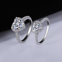 NORELLE Bagues de fiançailles de luxe en argent sterling 925 pour femmes, avec halo de diamants en forme de cœur, moissanite, bijoux de luxe de marque