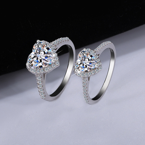 NORELLE Bagues de fiançailles de luxe en <span class=keywords><strong>argent</strong></span> sterling 925 pour femmes, avec halo de diamants en forme de cœur, moissanite, bijoux de luxe de marque - Product Image 3