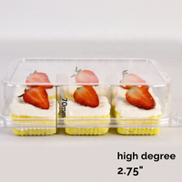 Barquettes d'emballage jetables en gros pour boulangerie, en PET transparent, type coquille, 6 compartiments, mini-contenants en plastique de 2 pouces pour desserts et gâteaux