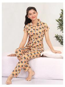 Pyjama en Lycra imprimé numérique pour filles avec col tendance, ensemble de vêtements de nuit légers et confortables pour enfants, idéal pour la maison - Product Image 6