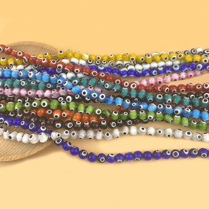 Cuentas de ojo de pez de cristal de colores al por mayor, cuentas espaciadoras sueltas redondas para DIY, collar, pulseras, fabricación de joyas, 6mm, 8mm, 10mm - Product Image 3