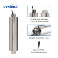 Stérilisateur d'eau LED UVC cylindrique UVWORKS, débit moyen, taux de stérilisation de 99,99 % pour les conduites d'eau domestiques