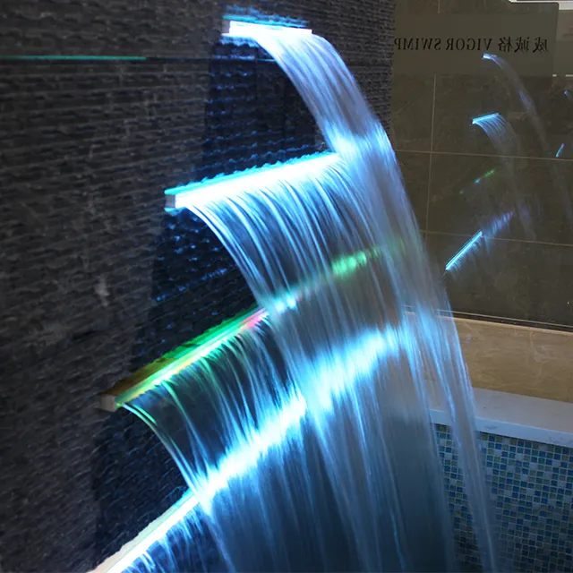 Acrylic Remote Control Led Cascade Blade Spillway Wall Water Descent pool Waterfall