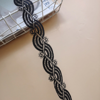 Dentelle brodée soluble dans l'eau en soie de lait, largeur 3,6 cm, noir et blanc, motif code-barres, accessoires de vêtement Lolita