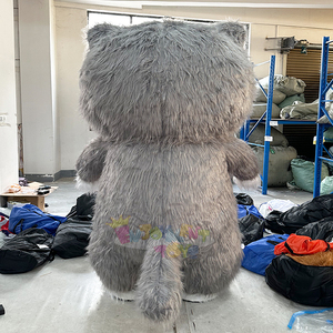 Disfraz Inflable de Gato Gris Esponjoso, Talla Adulto, Adorable Traje de Gato de Dibujos Animados para Fiestas/Publicidad, Felpa de Alta Calidad - Product Image 4