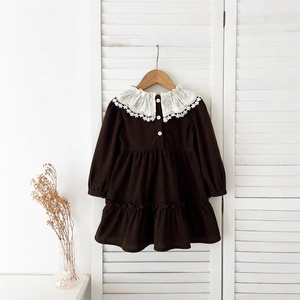 Vestito in Velluto a Coste per Bambine Nuova Collezione Primavera 2026 <span class=keywords><strong>Abiti</strong></span> per Bambine <span class=keywords><strong>3</strong></span> <span class=keywords><strong>4</strong></span> 5 6 Anni <span class=keywords><strong>con</strong></span> Colletto Floreale in Pizzo - Product Image 3
