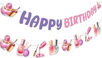 Dekorasi Pesta Ulang Tahun Mani Pedi, Spanduk Selamat Ulang Tahun, Kosmetik, Perlengkapan Spa, Perlengkapan Pesta Rias untuk Wanita dan Gadis