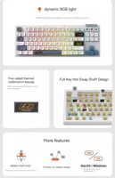 Clavier mécanique Darmoshark K6 sans fil 2.4g, troisième examen simulé, 87 touches, prise en charge de la rétroéclairage RVB, clavier de jeu