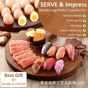Bandeja de madera para huevos, forma irregular, 18 agujeros, estante de almacenamiento de cocina para huevos y aperitivos - Product Image 4