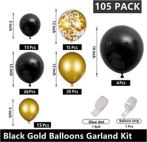 105 piezas nuevo producto globo de arco de Oro Negro Diy decoración boda cumpleaños fiesta suministros globo conjunto para la venta - Product Image 2