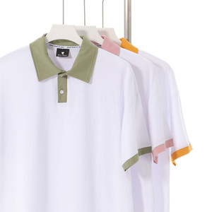 Polo de algodón puro fino de verano de 190g, Camiseta corta informal de estilo japonés a la moda para hombre, camiseta versátil para <span class=keywords><strong>mujer</strong></span> - Product Image 4