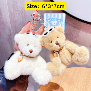 Portachiavi Peluche Orsetti Cartoon Multi-Stile, Giocattoli Imbottiti per Decorazione Zaini e Macchine Acchiappapeluche - Product Image 6