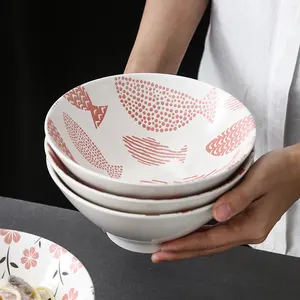 日本风格花式贴花贴花碗角形状陶瓷碗由机器打印