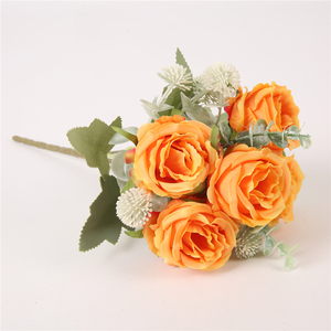 Bouquet de roses artificielles en gros, fleurs artificielles, décoration de mariage, décoration de la maison, 5 têtes, rose en soie - Product Image 5