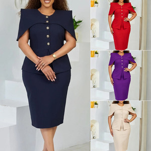 Vestidos <span class=keywords><strong>de</strong></span> Oficina <span class=keywords><strong>de</strong></span> Verano Modernos D628 para <span class=keywords><strong>Mujer</strong></span>, Casuales y Elegantes, Diseño <span class=keywords><strong>de</strong></span> Capa, Cuello Redondo, Dos Piezas con Efecto Ilusión Africana - Product Image 2