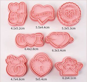 Lot de 8 emporte-pièces avec <span class=keywords><strong>tampon</strong></span> à piston <span class=keywords><strong>Tampon</strong></span> à biscuits 3D pour la Saint-Valentin, <span class=keywords><strong>mariage</strong></span>, <span class=keywords><strong>biscuit</strong></span>, cuisson, emporte-pièces pour la Saint-Valentin - Product Image 3