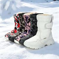 Bottes de neige mi-mollet résistantes au froid pour enfants, intérieur en peluche, fermeture auto-agrippante, faciles à enfiler, durables, antidérapantes, pour l'extérieur, vente en gros