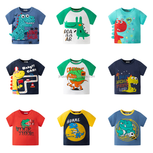 2026 Children's Short Sleeved New Cartoon <strong>Dinosaur</strong> Color Blocked Boys' T-shirt Summer Baby <strong>Top</strong> Cotton Wholesale - Product Image 4