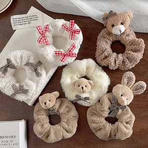 Bella decorazione Bowknot elastici peluche coda di cavallo titolari corde per capelli anelli fasce regalo per bambine - Product Image 3