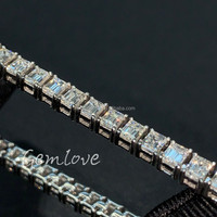 Pulsera de eslabones cubanos con diamantes de laboratorio para hombre, oro de 18 quilates, cadena de hip hop con diamantes negros/azules/verdes, joyería elástica de lujo para hombre