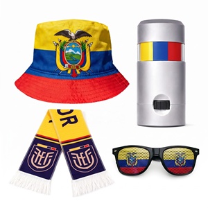 Set de 4 Piezas para Fanáticos de la Copa Mundial de Fútbol 2026, Bandera Nacional de Ecuador, Gorro, Bufanda, Gafas de Sol, Pintura Facial, Kit de Recuerdos de Fútbol - Product Image 1