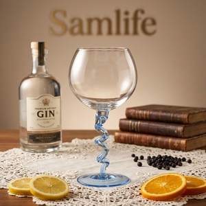 Verre à gin <span class=keywords><strong>tonic</strong></span> Samlife-BL24197 avec logo personnalisé, en verre borosilicate soufflé à la main, à pied torsadé, idéal pour les bars, verrerie spéciale - Product Image 3