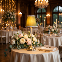 Lámpara de Mesa Recargable Inalámbrica para Decoración de Bodas, Pantalla de Tela, LED Táctil, Latón Vintage, Lámpara de Noche para Mesa de Noche, Decoración del Hogar