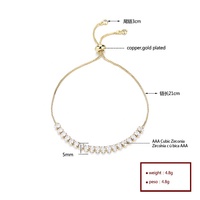 Pulseras de Lujo para Mujer, Pequeñas, Transparentes, Blancas, Cuadradas, con Incrustaciones, Chapadas en Oro de 18K, Accesorios de Joyería
