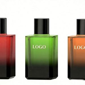 Envase Cosmético de Lujo, Botella de Perfume Cuadrada de Vidrio con Degradado, Personalizada, 100 ml, con Tapa Negra - Product Image 2