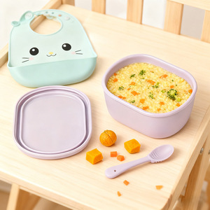 Recipiente Cuadrado de Silicona de Grado Alimenticio de 200 ml para Bebés, con Tapa, Resistente a Caídas, Apto para Microondas y Altas Temperaturas - Product Image 2