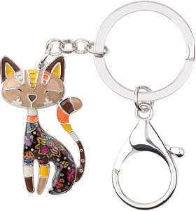 Porte-clés et breloques de sac pour femme, motif chat, noir, coloré, motif d'art populaire, mignon, cadeaux pour amie, fille, famille, amoureux des chats - Product Image 6