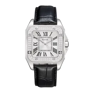 Men's Square Quartz Watch Diamond-inlaid High-grade Leather Strap Wrist Watch Support OEM Service Men's Business watch